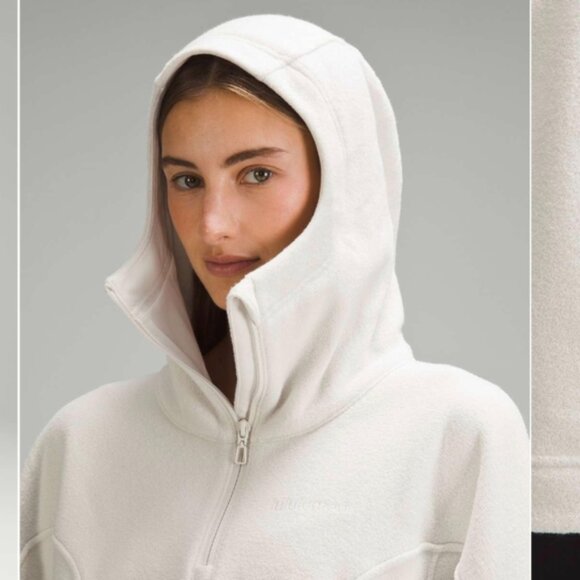 Lululemon Looped Terry Fleece Half-Zip Hoodie Bone - Picture 3 of 10